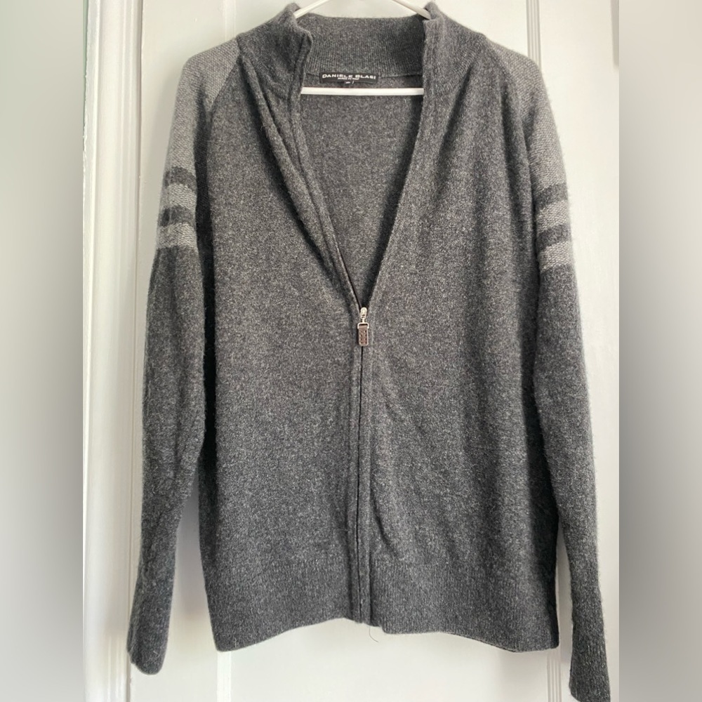 Daniele Blasi Made in Italy Men’s Cardigan Two Tone Gray Sweater, Size: XL